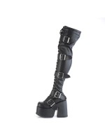 Black Chunky Platform Thigh High Boots