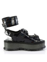 Slacker Black Platform Ankle Strap Sandals