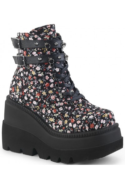 Shaker 52 Floral Print Womens Wedge Ankle Boots
