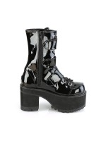 Ranger Buckled Black Patent Combat Boots