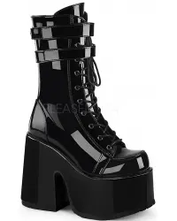 Black Patent Platform Chunky Heel Boots