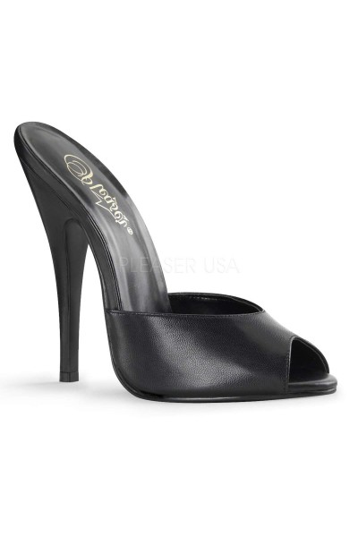 Domina High Heel Peep Toe Leather Slide