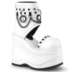 Wave White Platform Sandal Bootsies with Chain