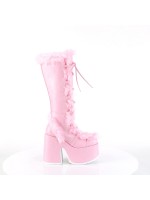 Pink Faux Fur Camel-311 Platform Knee Boot