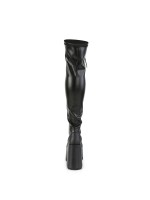 Camel Thigh High Chunky Platform Boots - Black Matte