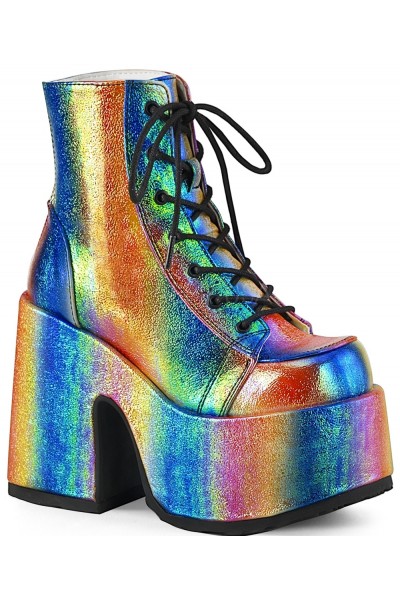 Rainbow Iridescent Chunky Platform Boots| Gothic Boots for Women