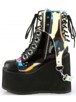 Hologram Bondage Strap Black Gothic Ankle Boots