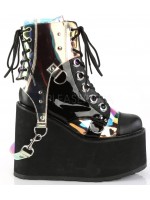 Hologram Bondage Strap Black Gothic Ankle Boots