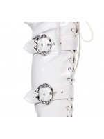 Kamora Bone Buckled White Thigh High Platform Boot 