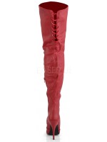 Legend Red Lace up Back Leather Thigh High Boots