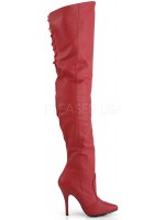 Legend Red Lace up Back Leather Thigh High Boots