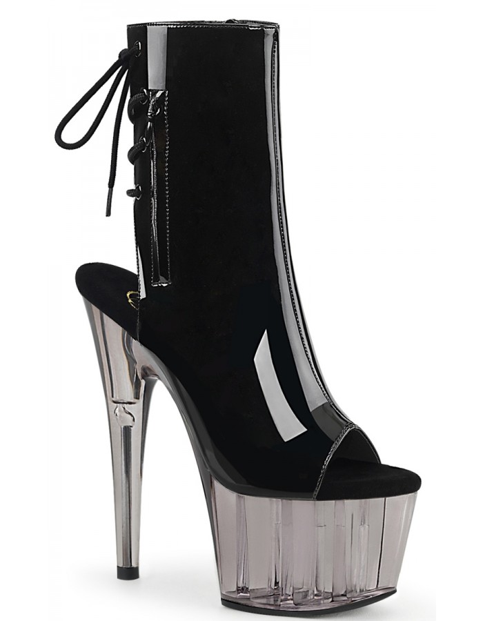 black patent heeled ankle boots