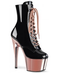 Rose Gold Platform Adore Black Granny Ankle Boots