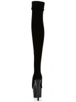 Adore Black Velvet Thigh High Platform Boots