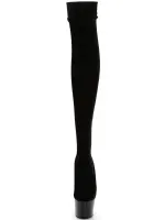 Adore Black Velvet Thigh High Platform Boots