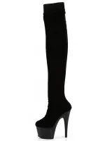 Adore Black Velvet Thigh High Platform Boots