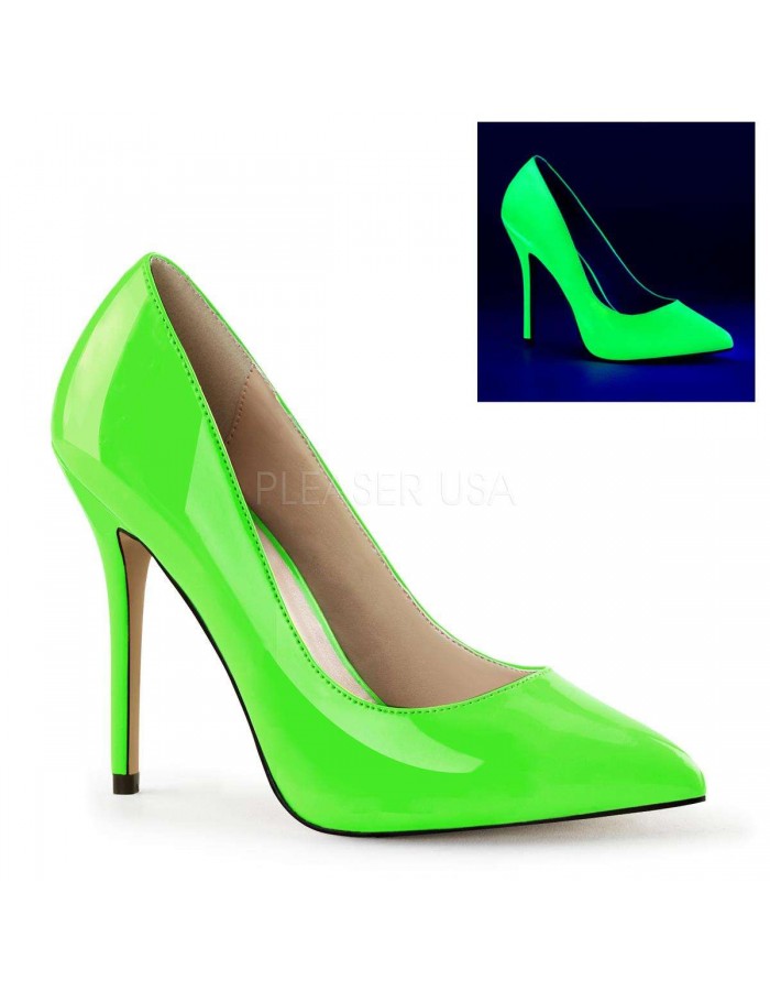 black and neon green heels