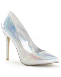 Amuse Silver Hologram 5 Inch High Heel Pump