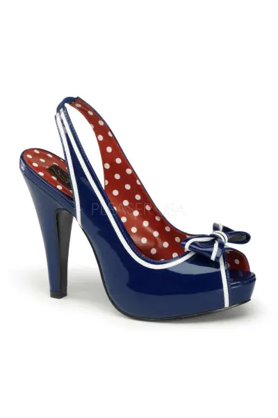 Bettie Navy Blue Patent Slingback Pump