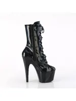 Adore Studded Black Hologram Lace Up-Ankle Boots