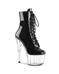 Adore Black Platform Boots with Clear Heel