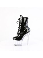 Adore Black Platform Boots with Clear Heel