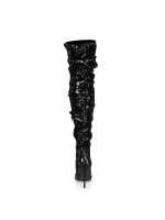 Courtly Black Sequin Thigh High Slouch Boot