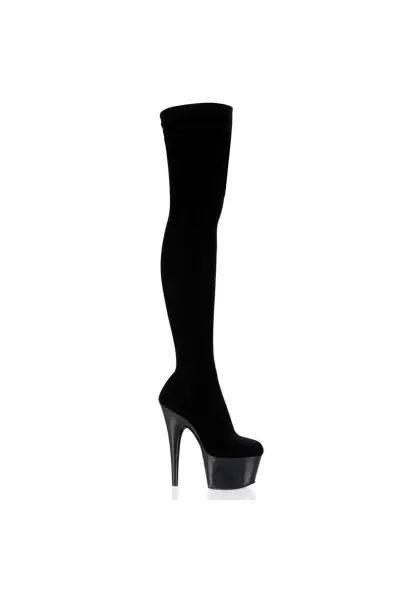 Adore Black Velvet Thigh High Platform Boots