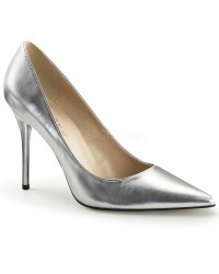 Silver Metallic Classique Pointed Toe Pump