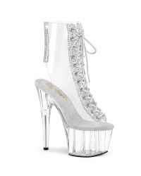 Clear Peep Toe Platform Ankle Boots