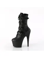 Adore Cone Studded Black Lace Up-Ankle Boots