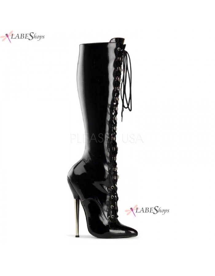 black knee high boots lace up back