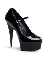 Delight High Heel Platform Black Mary Jane Shoes