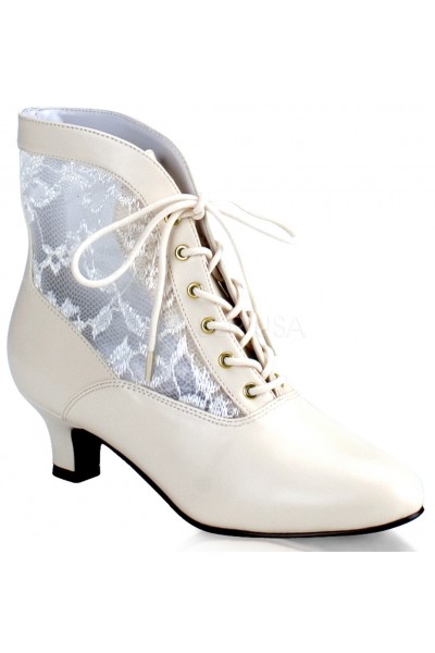 Victorian Dame Ivory Ankle Boots