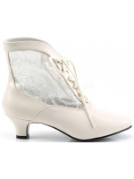 Victorian Dame Ivory Ankle Boots