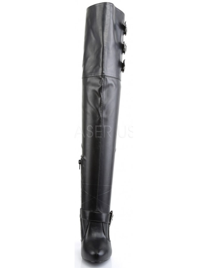 black thigh high wide calf boots