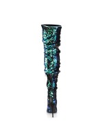 Courtly Green Sequin Thigh High Slouch Boot