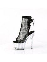 Rhinestone Mesh Platform Ankle Boots