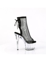 Rhinestone Mesh Platform Ankle Boots