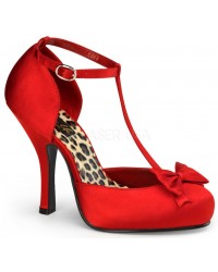 Red Satin T-Strap Cutie Pie Pump