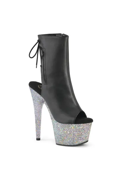 Black Glitter Platform Ankle Boots