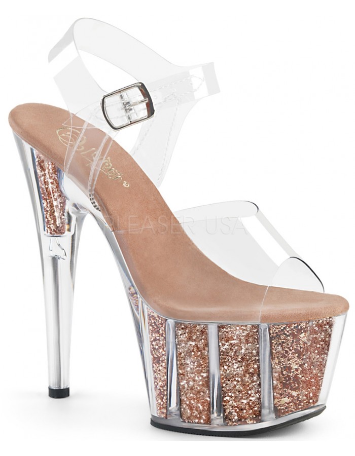 clear rose gold heels