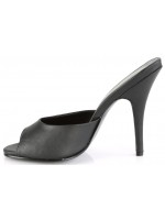 Black Matte High Heel Peep Toe Slide