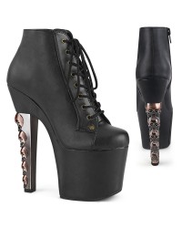 Hex Skull Heeled Black Platform Bootie