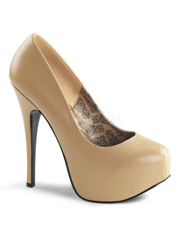 tan platform pumps