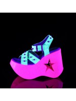 Dynamite Star Neon Lime and Pink Platform Sandal