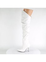 Classique White Scrunch Thigh High Boot